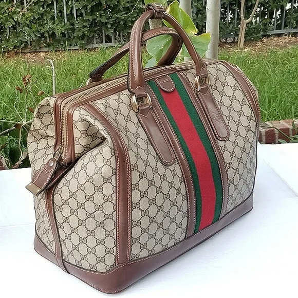 Fabulous Vintage Gucci Supreme Overnight Weekender Travel Train case Boston bag - Picture 5 of 16